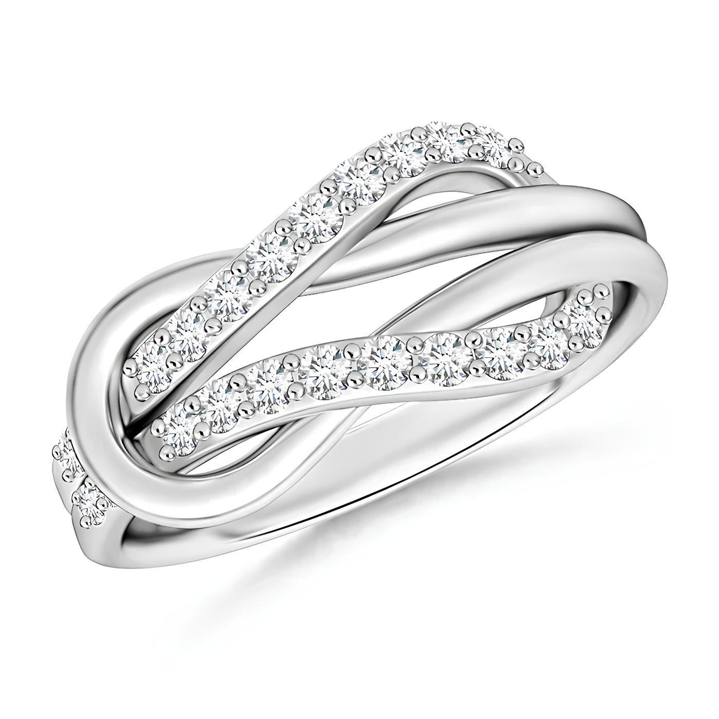 Delicate Infinity Love Knot Ring – Lab-Created Diamonds 14K Solid Gold| Women's Half Eternity Wedding Band